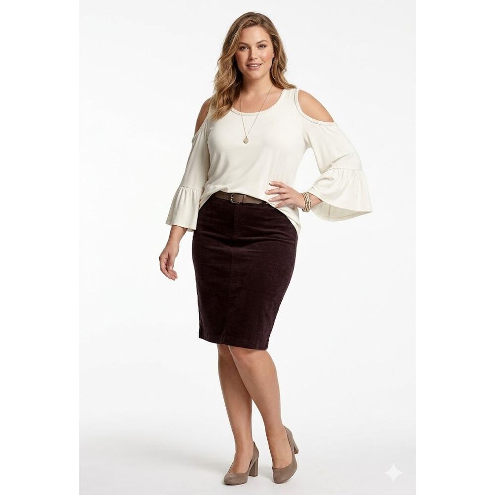 UGC Chico's White Cold Shoulder Bell Sleeve Blouse Braided Trim Boho Flowy Top L - Picture 2 of 9